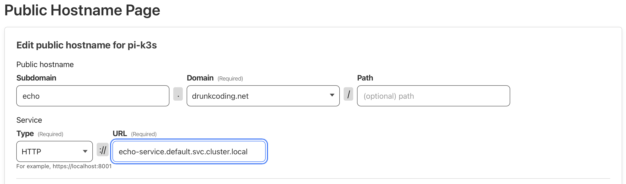 Cloudflare Public Host Configuration